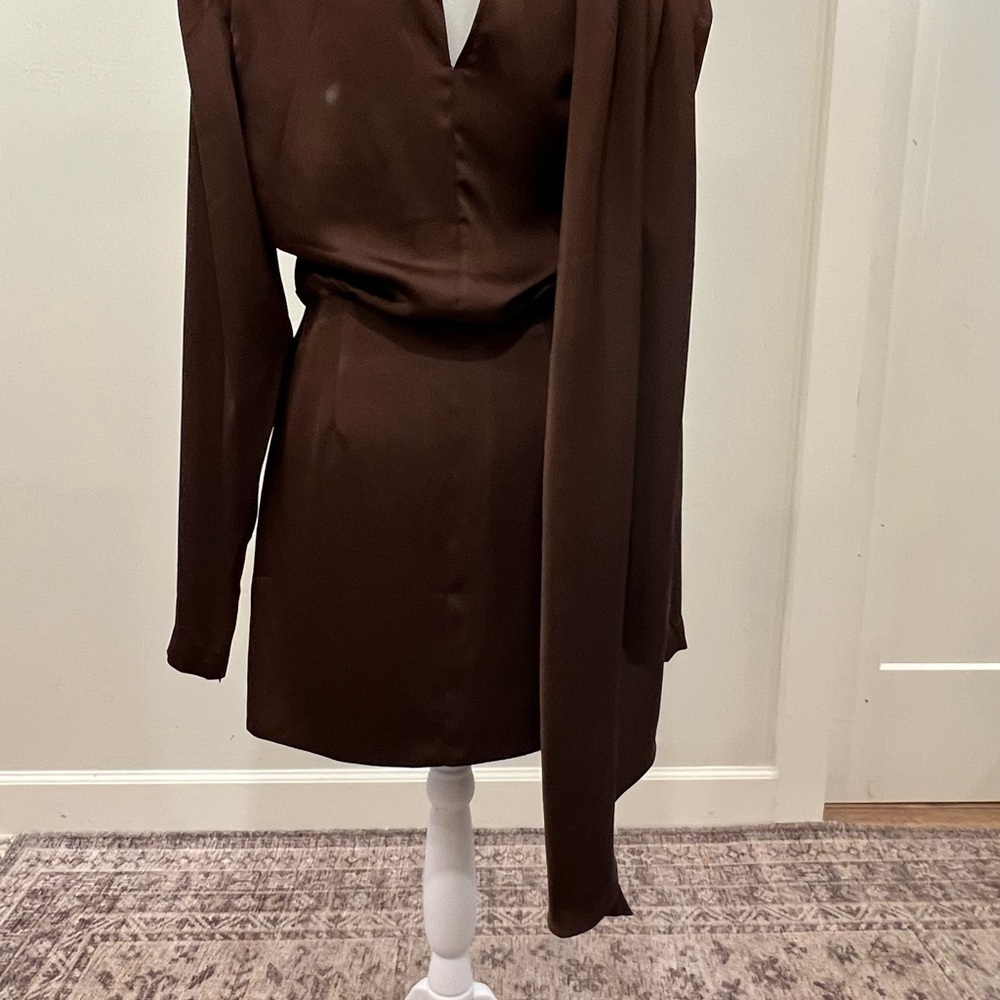 Ronny Kobo - Elegant Brown Draped Dress - never been worn -  size: small - Picture 9 of 10